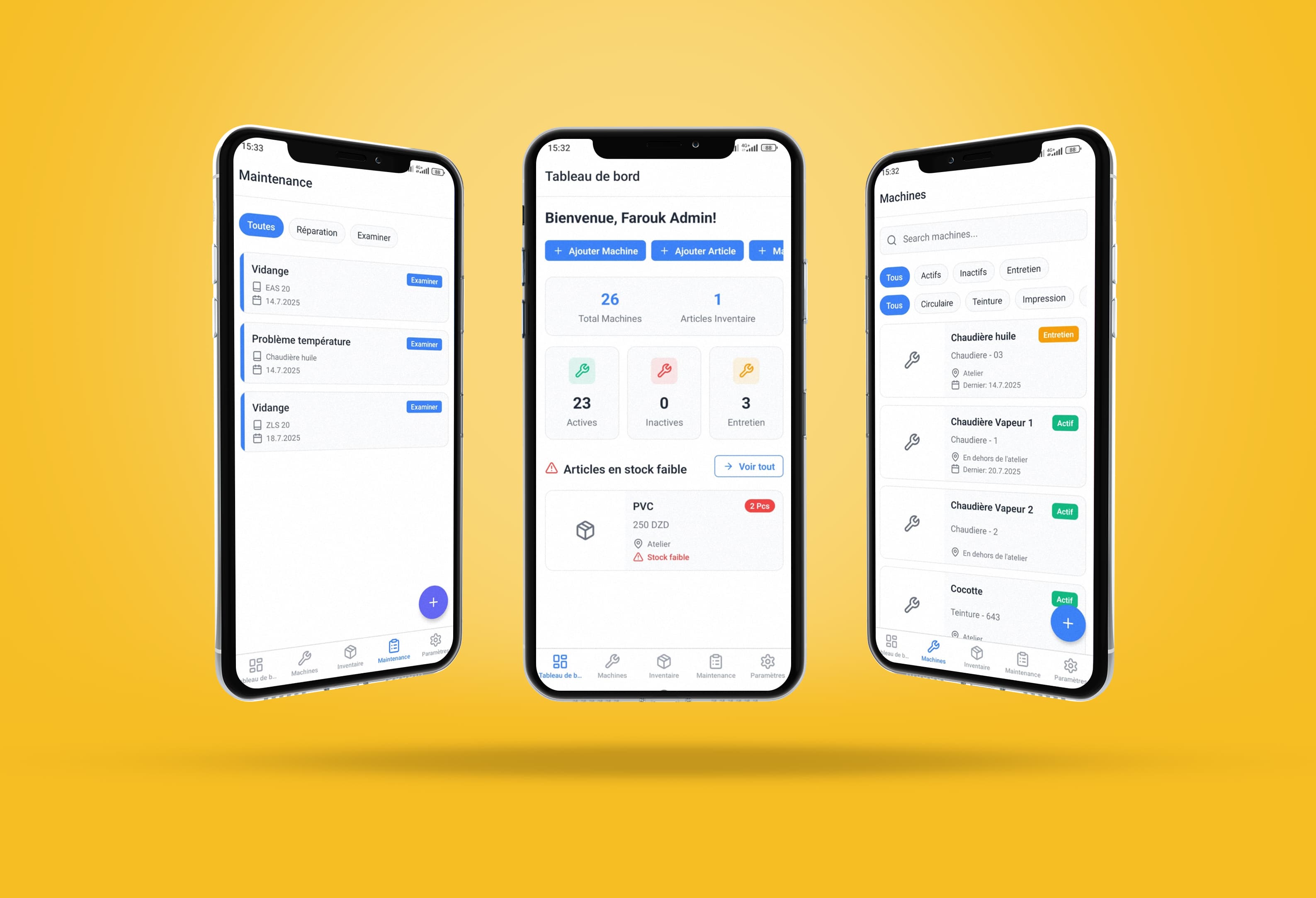 ISTA - Fullstack Machines & Inventory Management App
